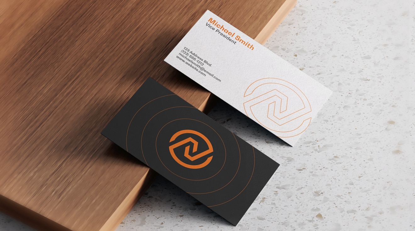 Business cards on table